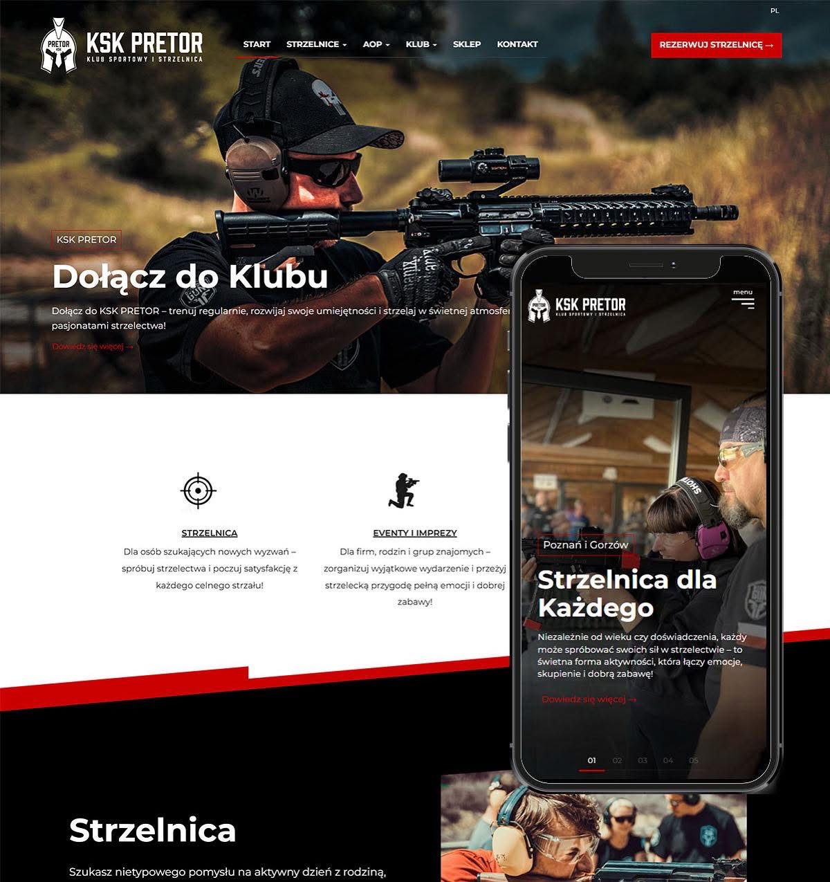 Projekt i wykonanie strony internetowej dla strzelnicy KSK Pretor w Gorzowie oraz Poznaniu